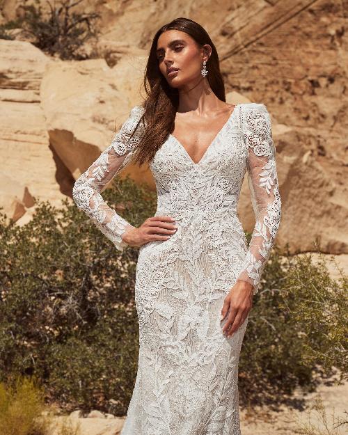 Lp2420 backless boho wedding dress with lace and removable long sleeves1